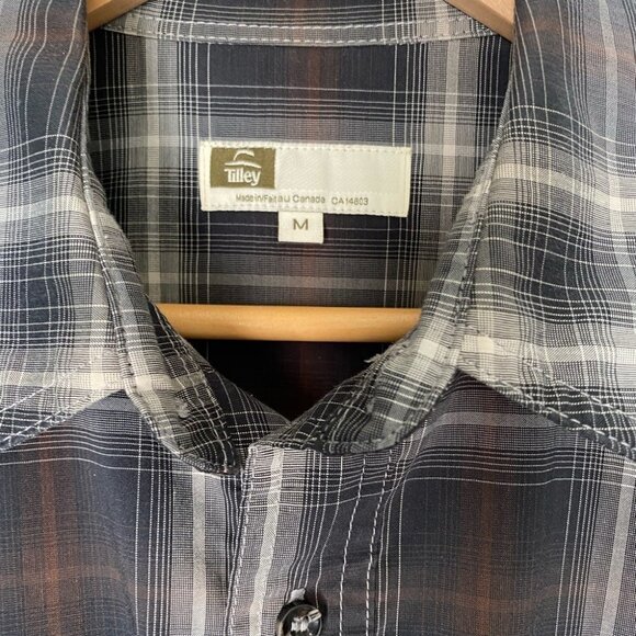 TILLEY Made in Canada Button Up Long Sleeve Plaid Shirt, Mens Size Medium - Picture 2 of 7